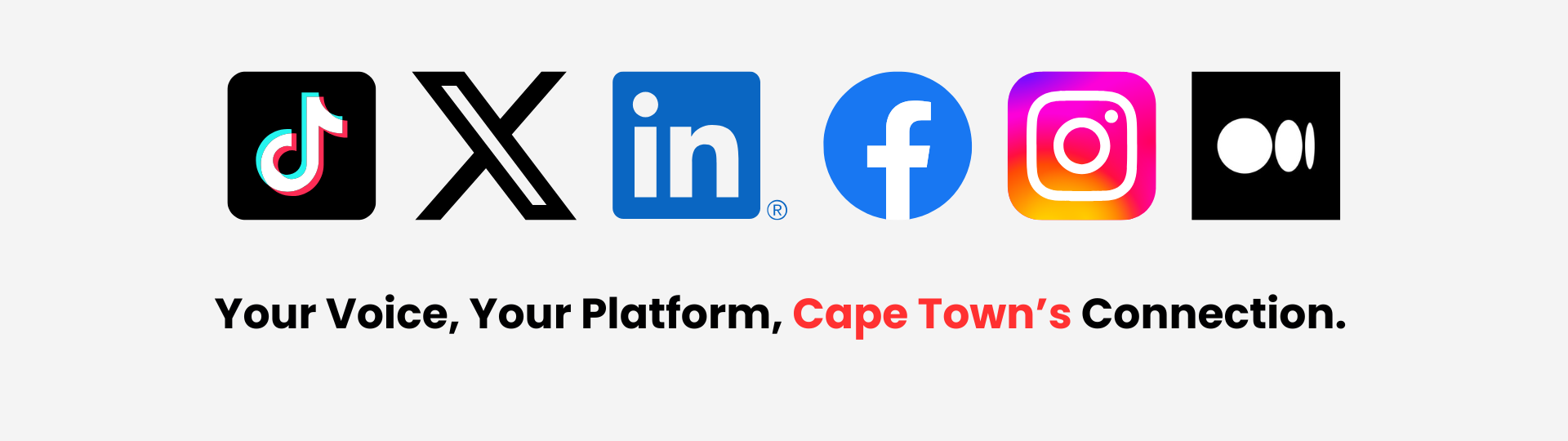 Social media platforms like TikTok, LinkedIn, Facebook, and Instagram connecting Cape Town businesses with audiences.