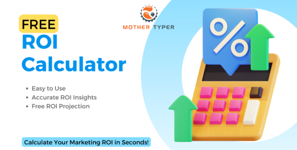 Free ROI Calculator with a colorful 3D calculator and upward arrows, highlighting an easy-to-use tool for determining return on investment.